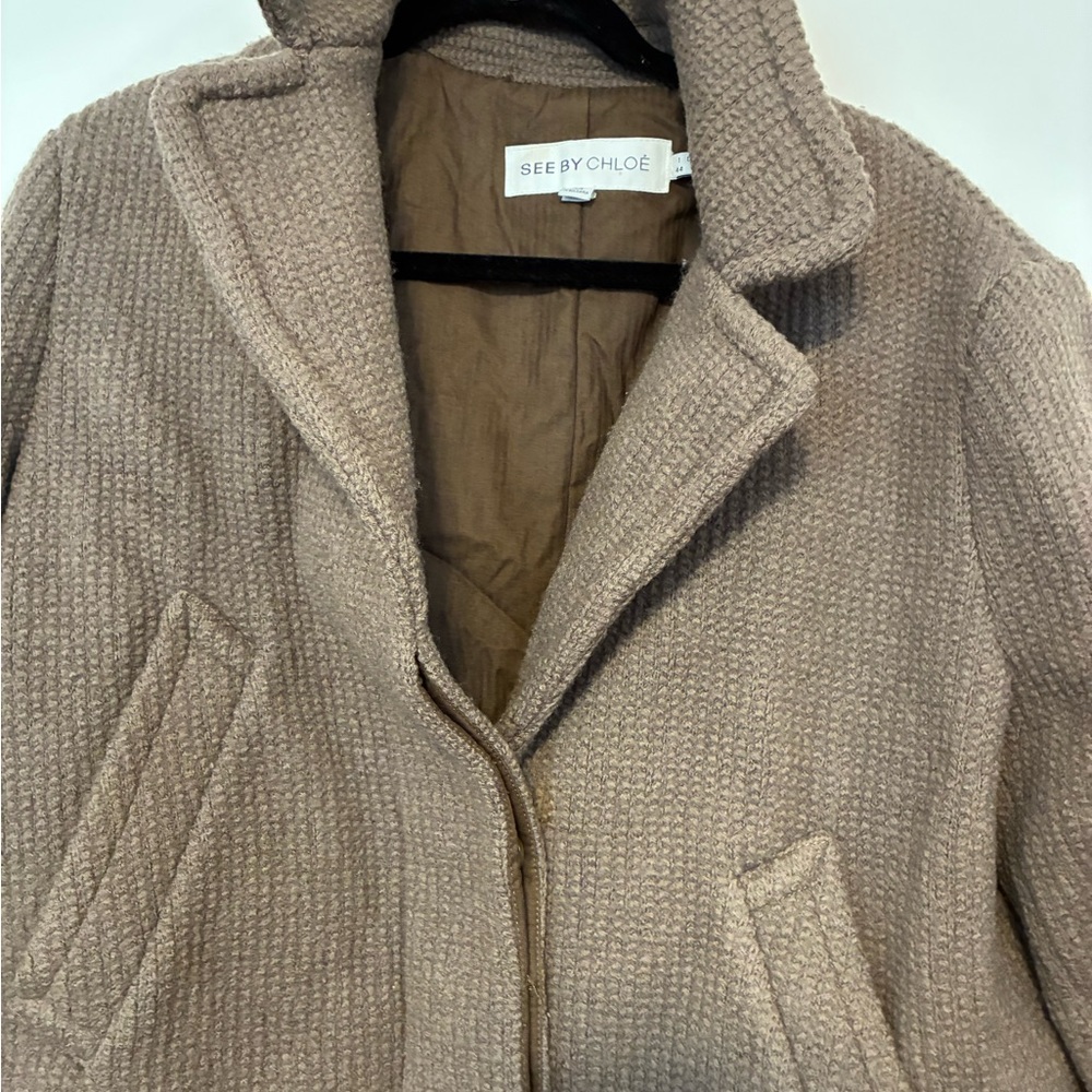 SEE BY CHLOE BROWN WOOL COAT SZ 8 - Picture 4 of 8